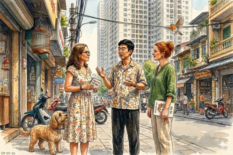 Illustration: Junge Menschen in Hanoi – Stadtleben und Wohnungsnot in Vietnam